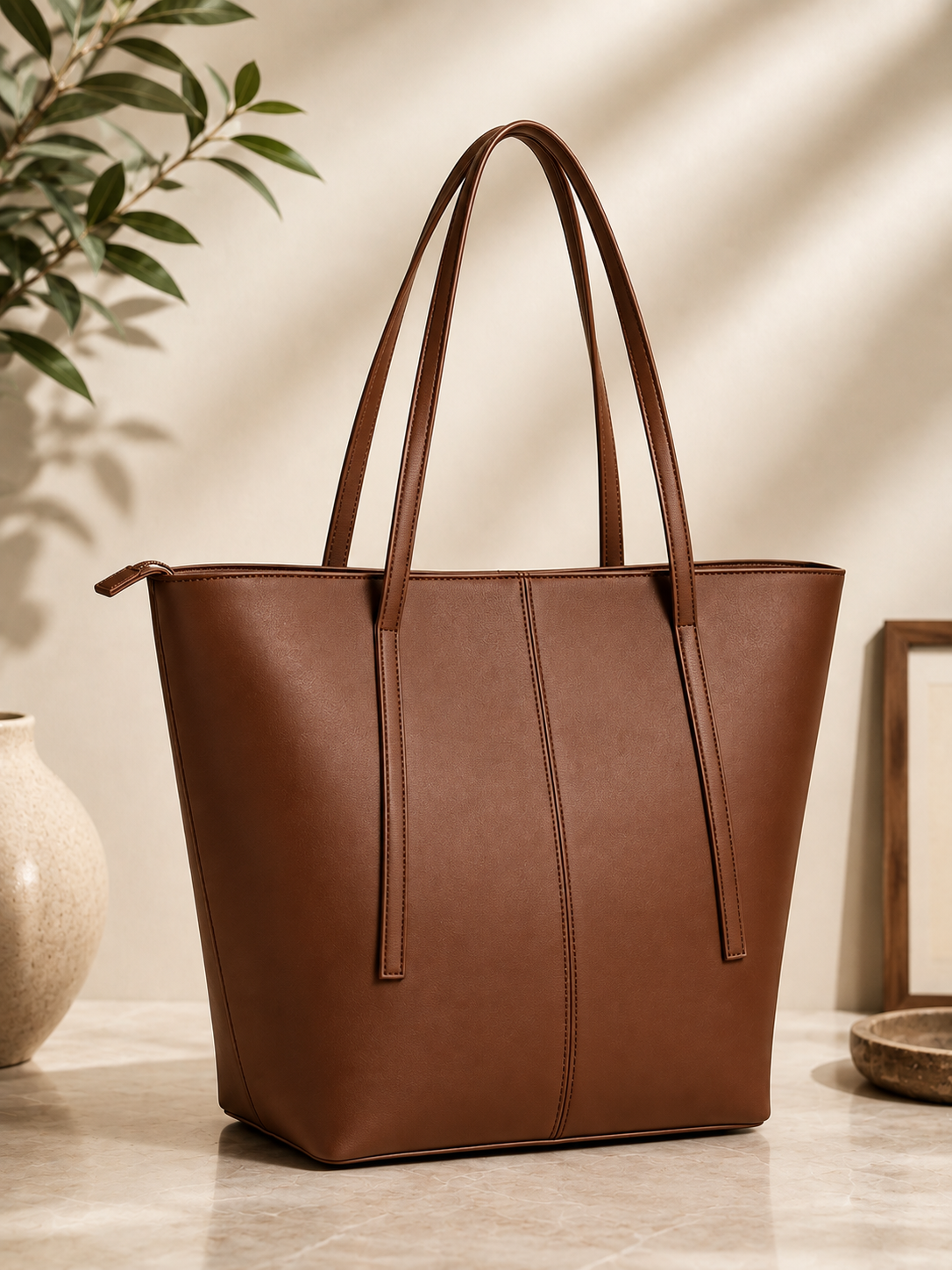 Premium Women’s Brown Leather Tote Bag – Elegant Large Shoulder & Handbag for Everyday Use
