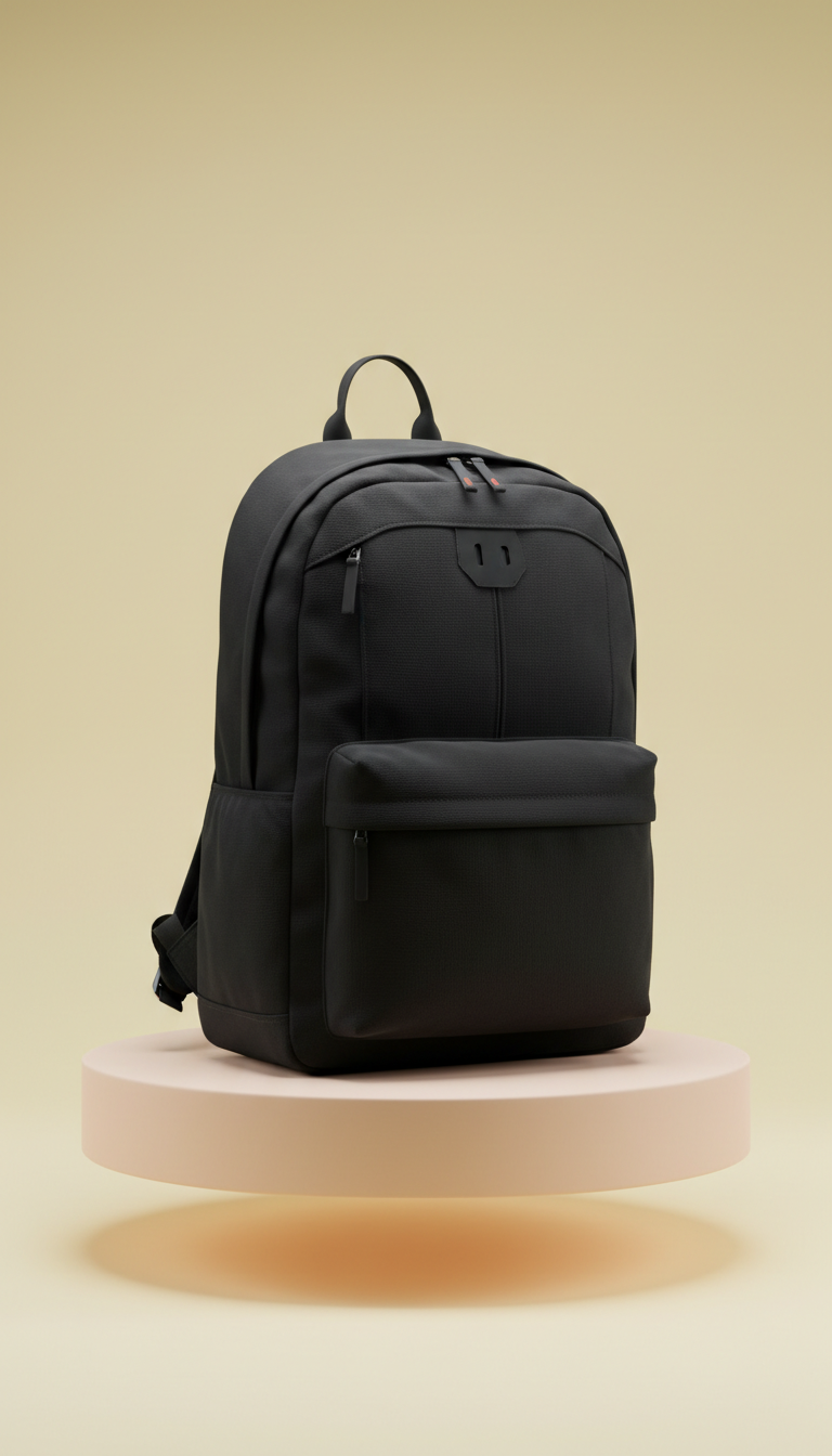 Jet Black canvas backpack